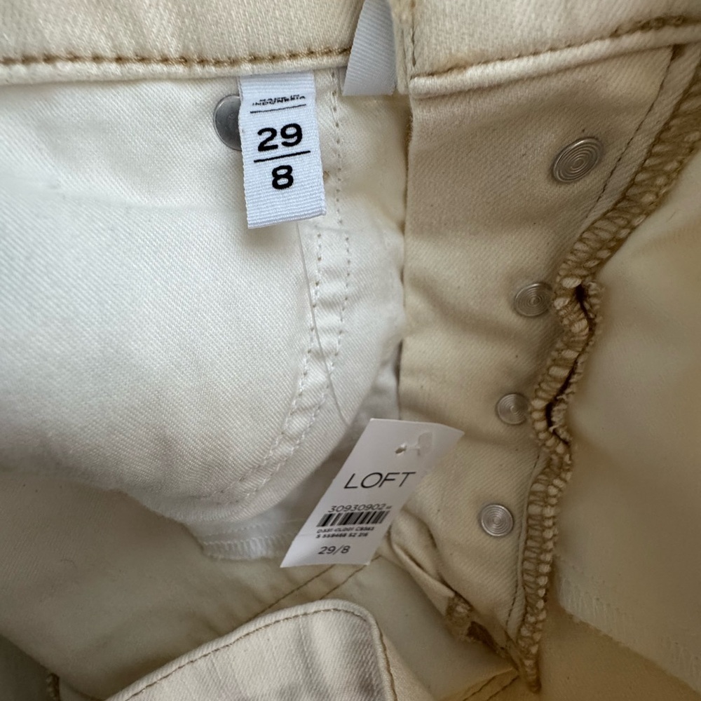NWT Loft Cream Button Front High Waist Skinny Ankle Jeans Size 29/8 - Picture 10 of 12